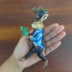 Anthropologie Nathalie Lete (Glitterville) Hare Christmas Glass Ornament